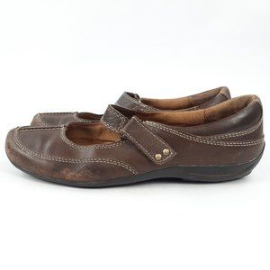 Naturalizer Farla Womens 7.5 W Mary Jane Shoes Leather Adjustable Strap Brown